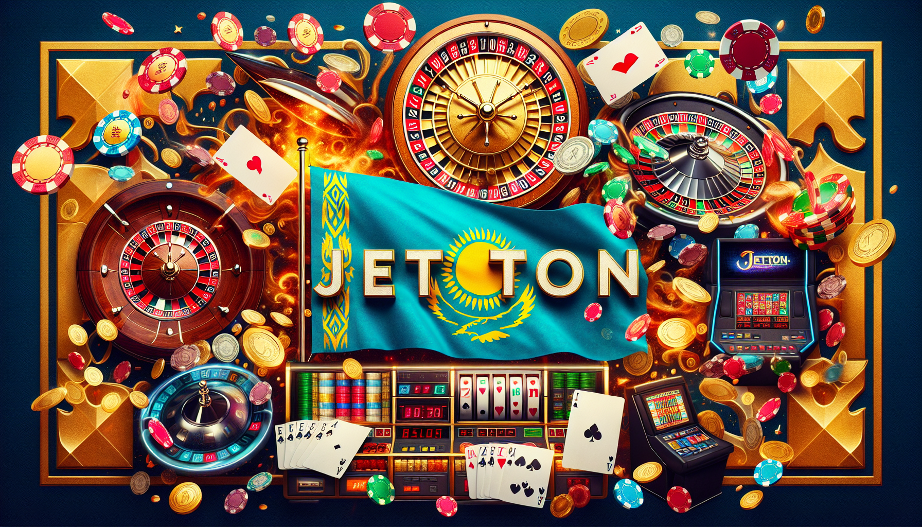 Логотип онлайн казино JetTon на синем фоне
